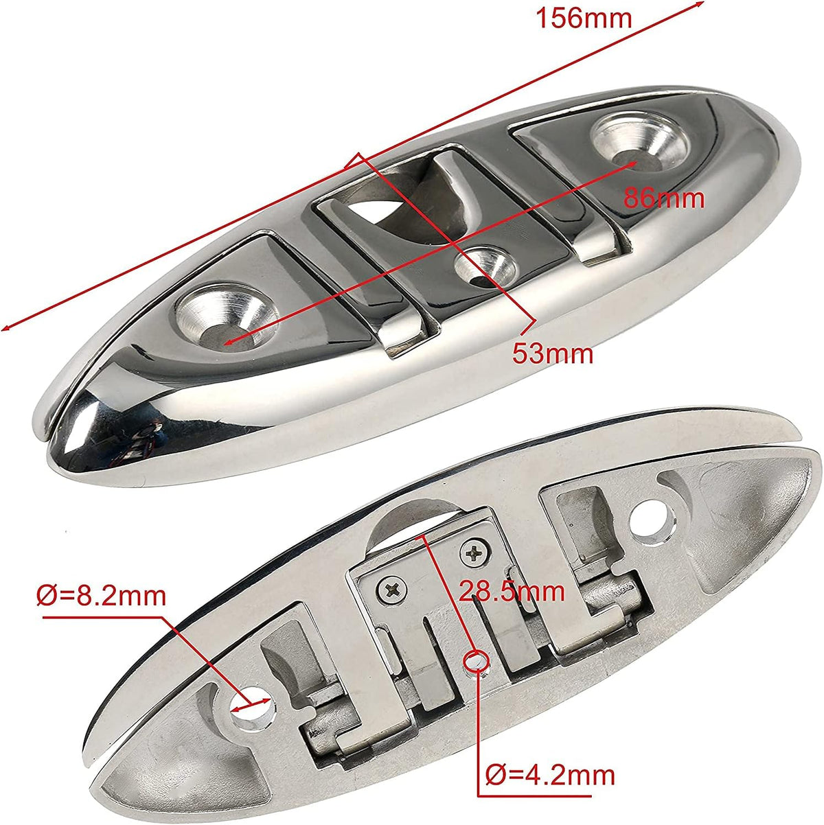 Boat Folding Cleat 6" Flip-up Heavy Dock Marine Grade 316 Stainless Steel 6inch