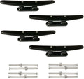 4 Pack Boat Cleat Black Nylon Dock Kayak Cleat,4/6/8 inch with Fasteners