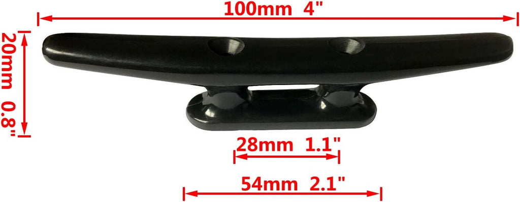 4 Pack Boat Cleat Black Nylon Dock Kayak Cleat,4/6/8 inch with Fasteners