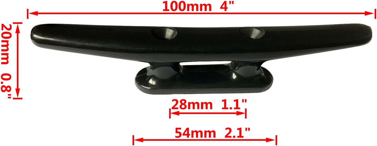 4 Pack Boat Cleat Black Nylon Dock Kayak Cleat,4/6/8 inch with Fasteners