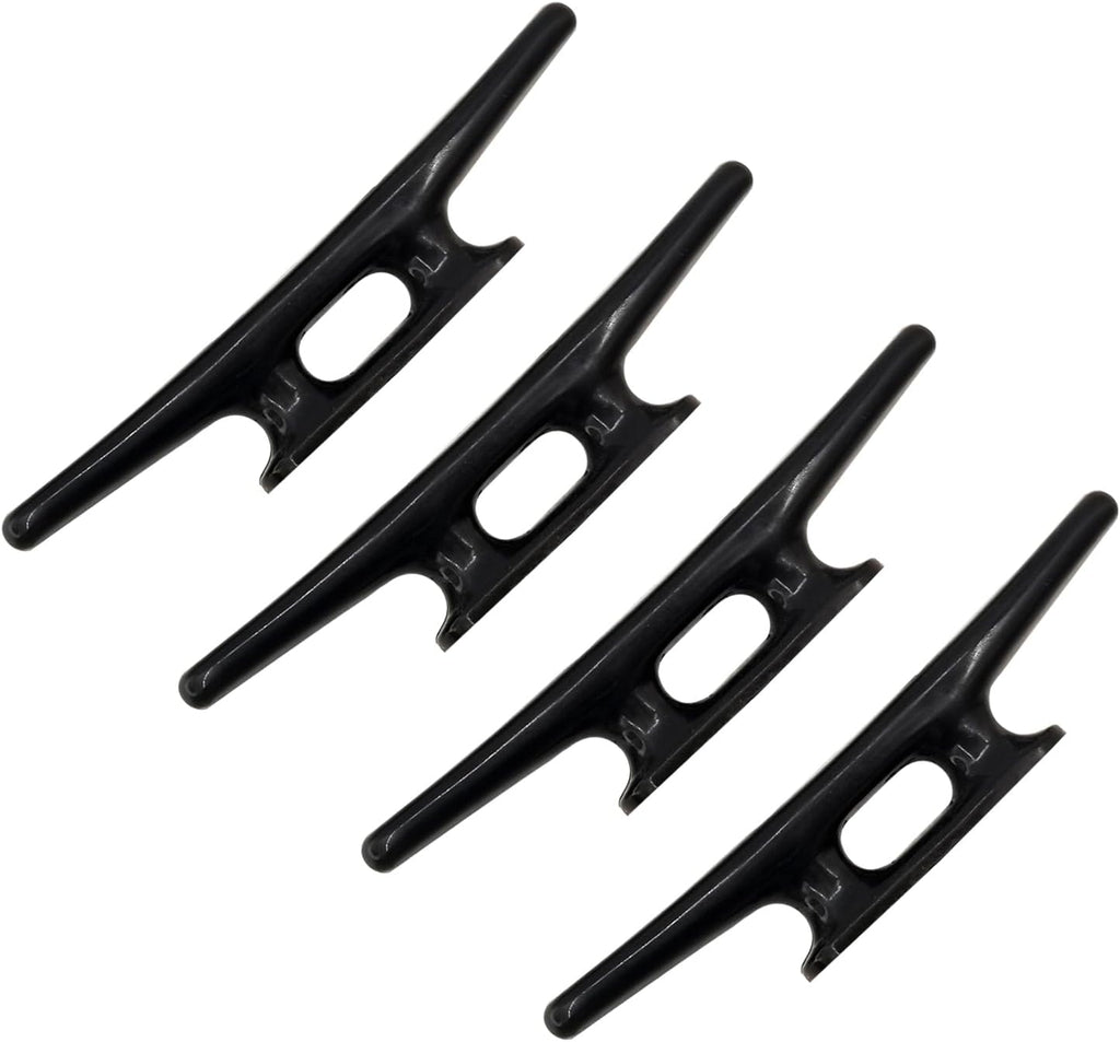 4 Pack Boat Cleat Black Nylon Dock Kayak Cleat,4/6/8 inch with Fasteners