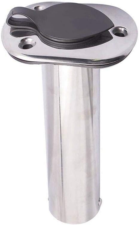 Boat Stainless Steel Fishing Rod Holder Flush Mount 90 Degree with Rubber Cap, Liner and Gasket 1Pcs