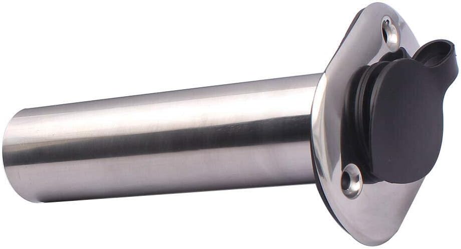 Boat Stainless Steel Fishing Rod Holder Flush Mount 90 Degree with Rubber Cap, Liner and Gasket 1Pcs