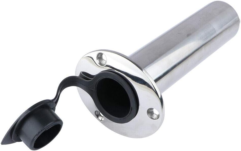 Boat Stainless Steel Fishing Rod Holder Flush Mount 90 Degree with Rubber Cap, Liner and Gasket 1Pcs