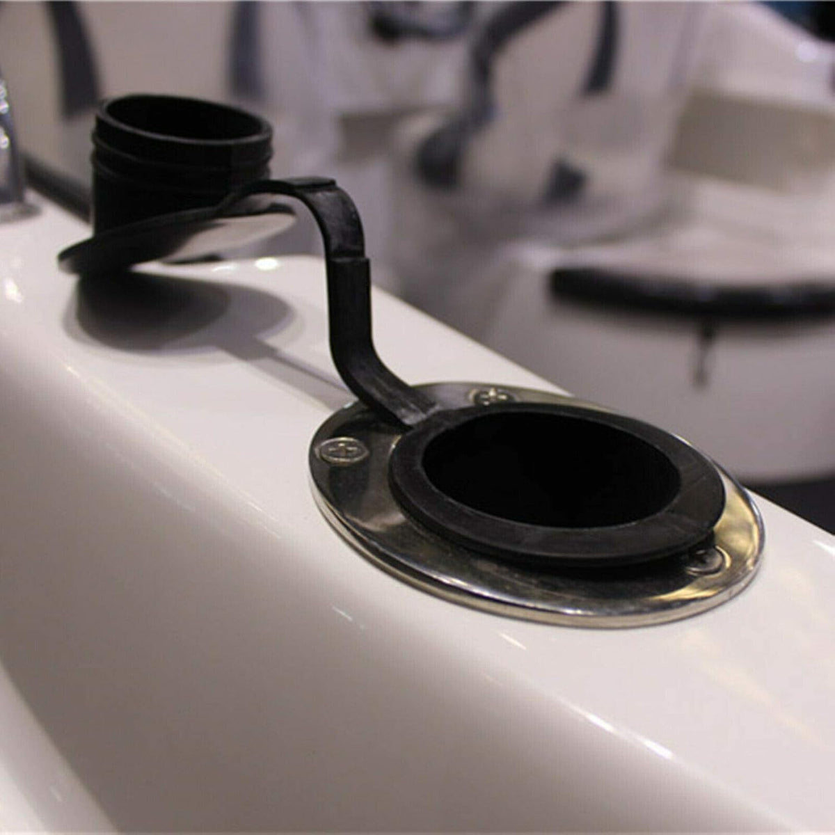 Boat Stainless Steel Fishing Rod Holder Flush Mount 90 Degree with Rubber Cap, Liner and Gasket 1Pcs