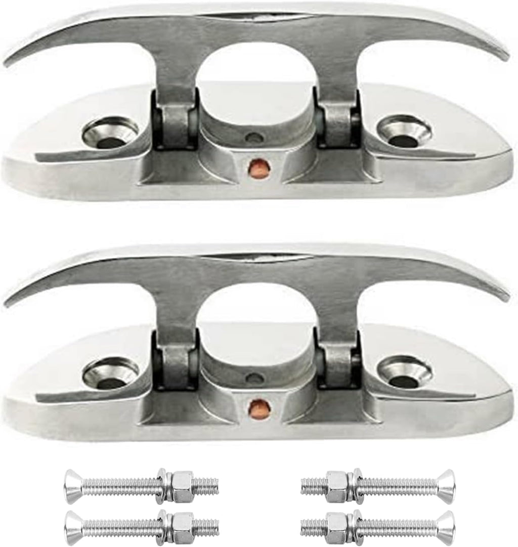 Boat2 Pcs Folding Cleat 4-1/2" Flip-up Dock Marine Grade 316 Stainless Steel with Screws