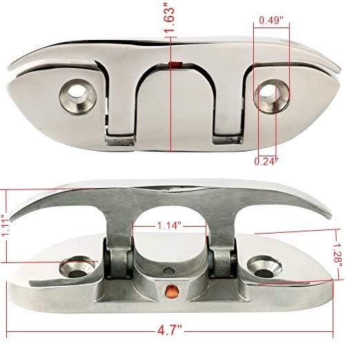 Boat2 Pcs Folding Cleat 4-1/2" Flip-up Dock Marine Grade 316 Stainless Steel with Screws