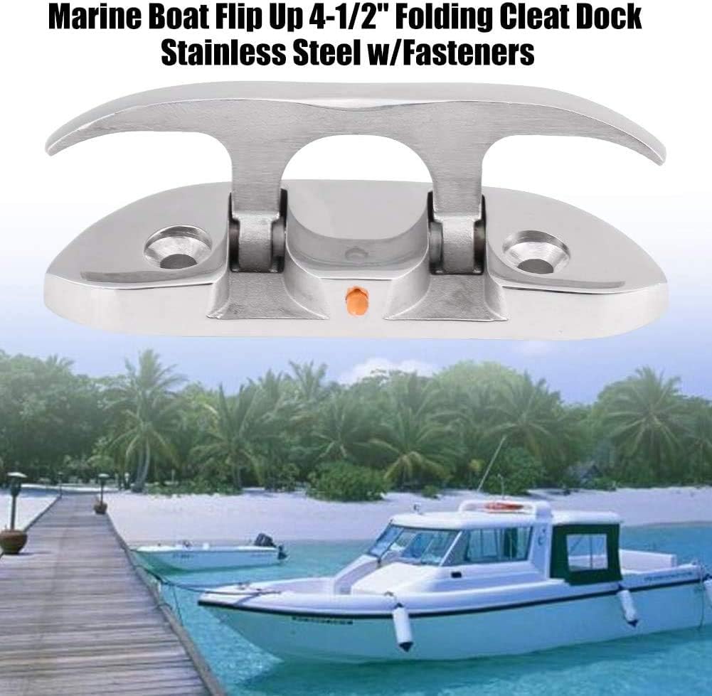 Boat2 Pcs Folding Cleat 4-1/2" Flip-up Dock Marine Grade 316 Stainless Steel with Screws