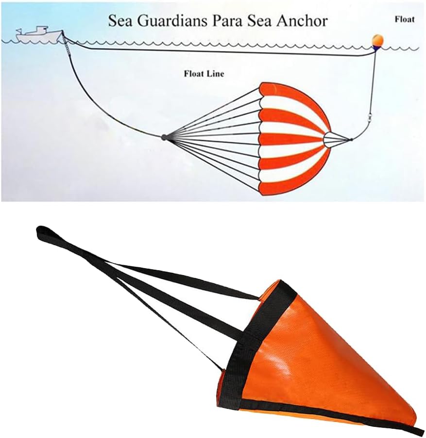 Sea Anchor Drift Sock 18"/32" Parachute Fishing Drogue for Marine Boat  32 in For15-20 ft