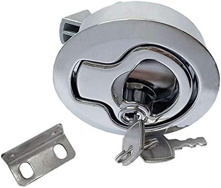 Zinc Alloy 2" Flush Pull Slam Latch Boat Hatch Round Deck for RV Yacht - Locking Style with Keys