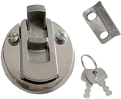 Zinc Alloy 2" Flush Pull Slam Latch Boat Hatch Round Deck for RV Yacht - Locking Style with Keys
