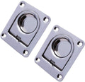 Stainless Steel Rectangular Recessed Hatch Pull Flush Mount Ring Latch Lift Handle Marine Boat (2 PCs)  65x56mm
