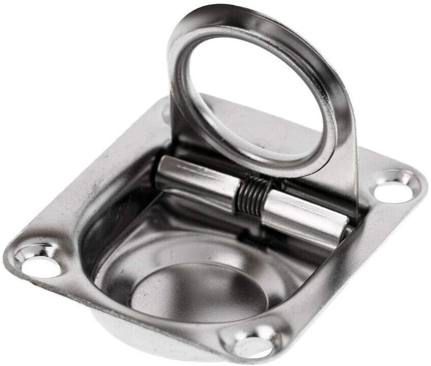Stainless Steel Rectangular Recessed Hatch Pull Flush Mount Ring Latch Lift Handle Marine Boat (2 PCs)  65x56mm