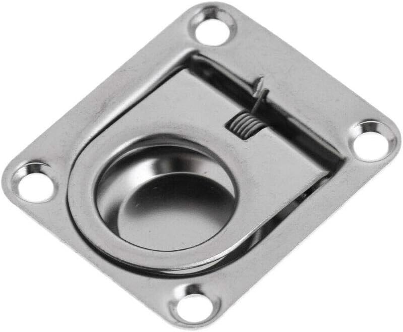 Stainless Steel Rectangular Recessed Hatch Pull Flush Mount Ring Latch Lift Handle Marine Boat (2 PCs)  65x56mm