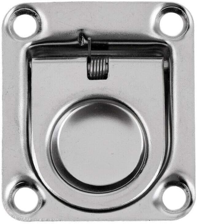 Stainless Steel Rectangular Recessed Hatch Pull Flush Mount Ring Latch Lift Handle Marine Boat (2 PCs)  65x56mm