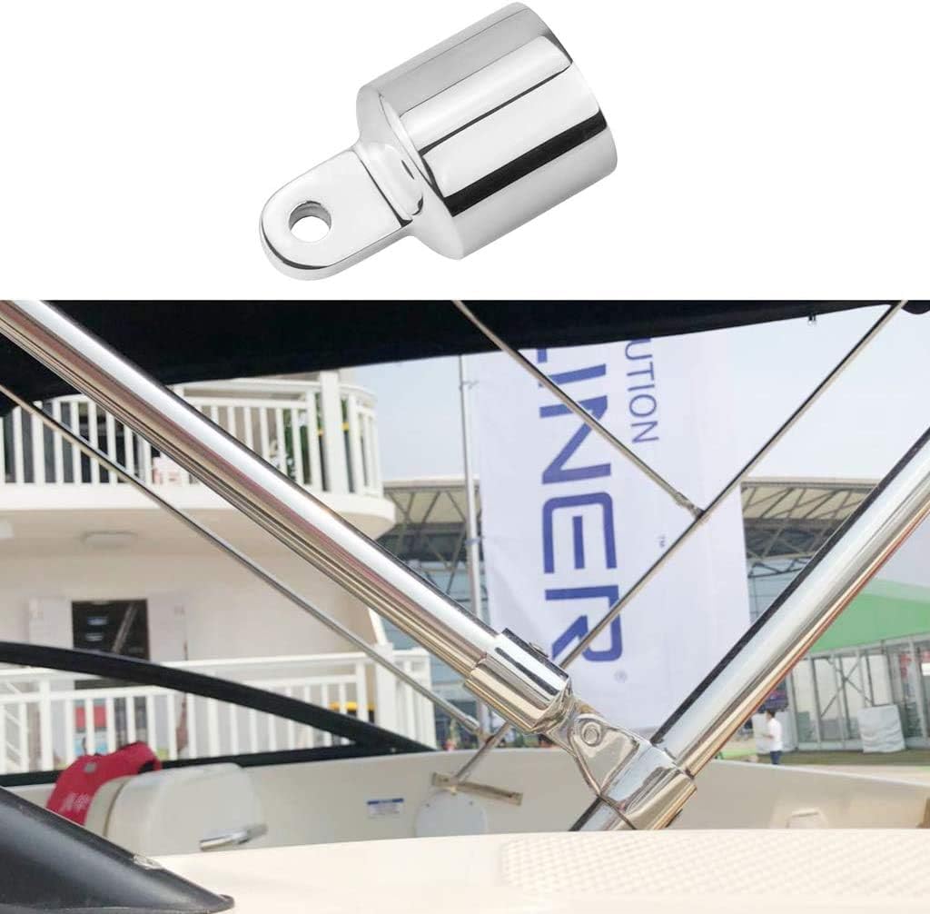 Mirror Polished Marine Bimini Top Cap Tube 1" (25.4mm) External Eye End for Boat Heavy Duty Fitting Hardware 316 Stainless Steel