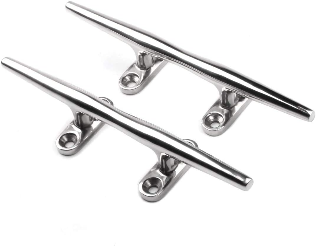 Heavy 316 Stainless Steel Dock Cleat Boat Open Base 5 inch (2PCS)