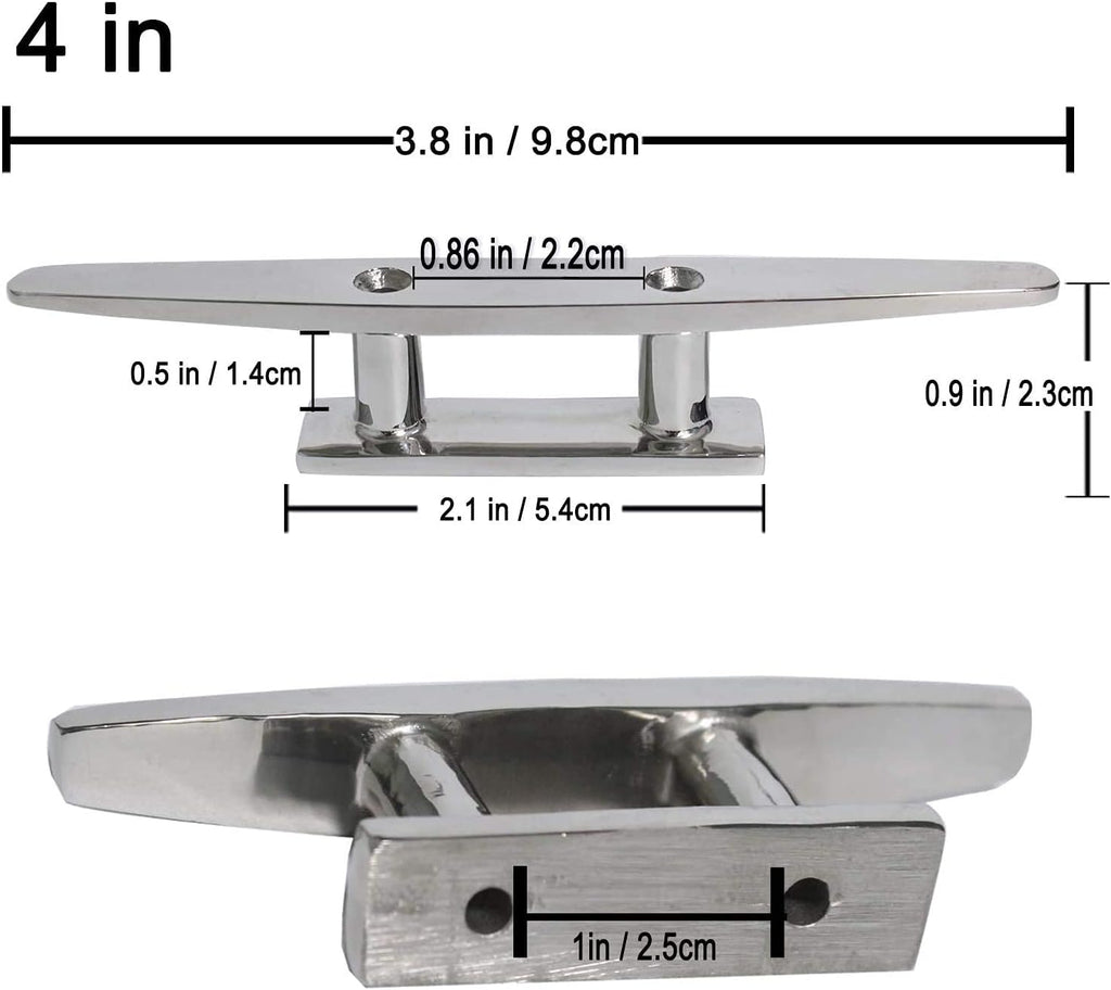 Boat Cleat 4" 316 Stainless Steel Marine Mast 2 Pcs