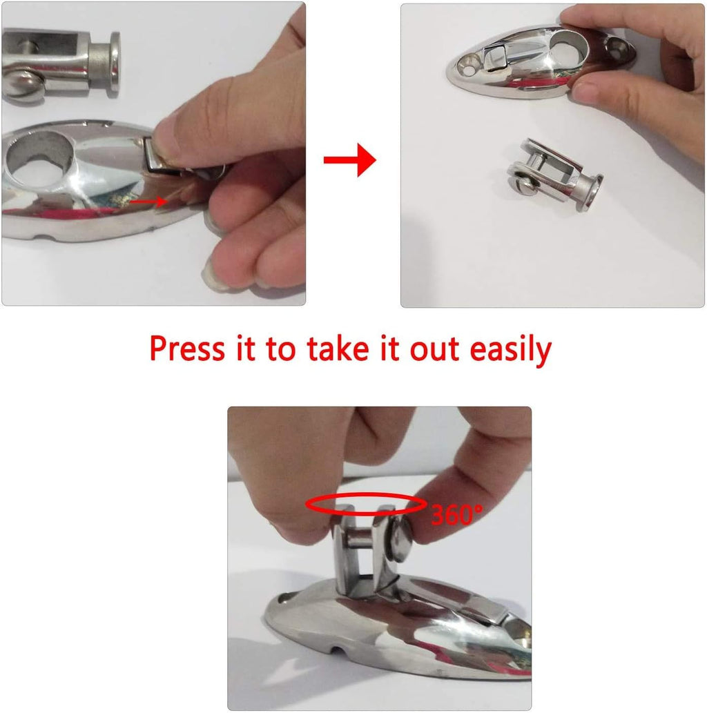 Heavy Duty 360 Degrees Swivel Quick Release Deck Hinge Side Mount 316 Stainless Steel Boat Bimini Top Hardware Without fasterneres