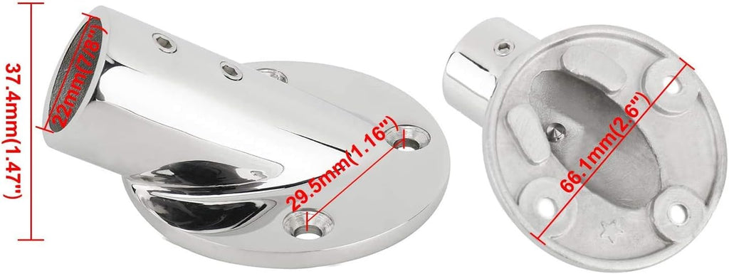 7/8''(22mm) 30 Degree Heavy Dudy 316 Stainless Steel Marine Tube Boat Hand Rail Round Base Bimini Top Fitting Hardware