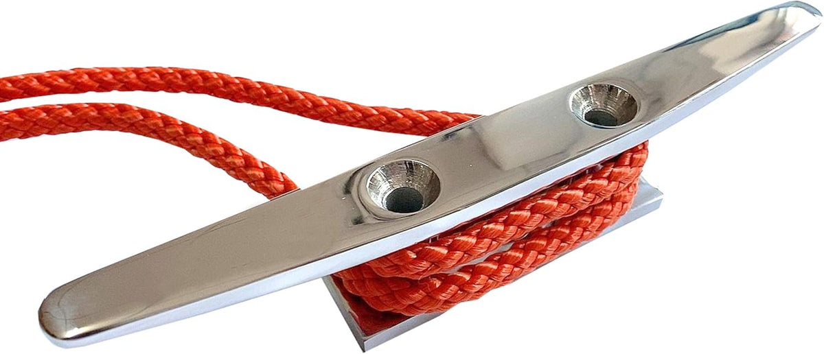 Boat Cleat 8" 316 Stainless Steel Flat Top Low Silhouette Marine Mast