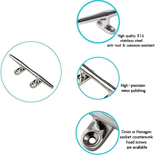 2pcs Boat Dock Cleat Marine 316 Stainless Steel Open Base 4'' 8inch