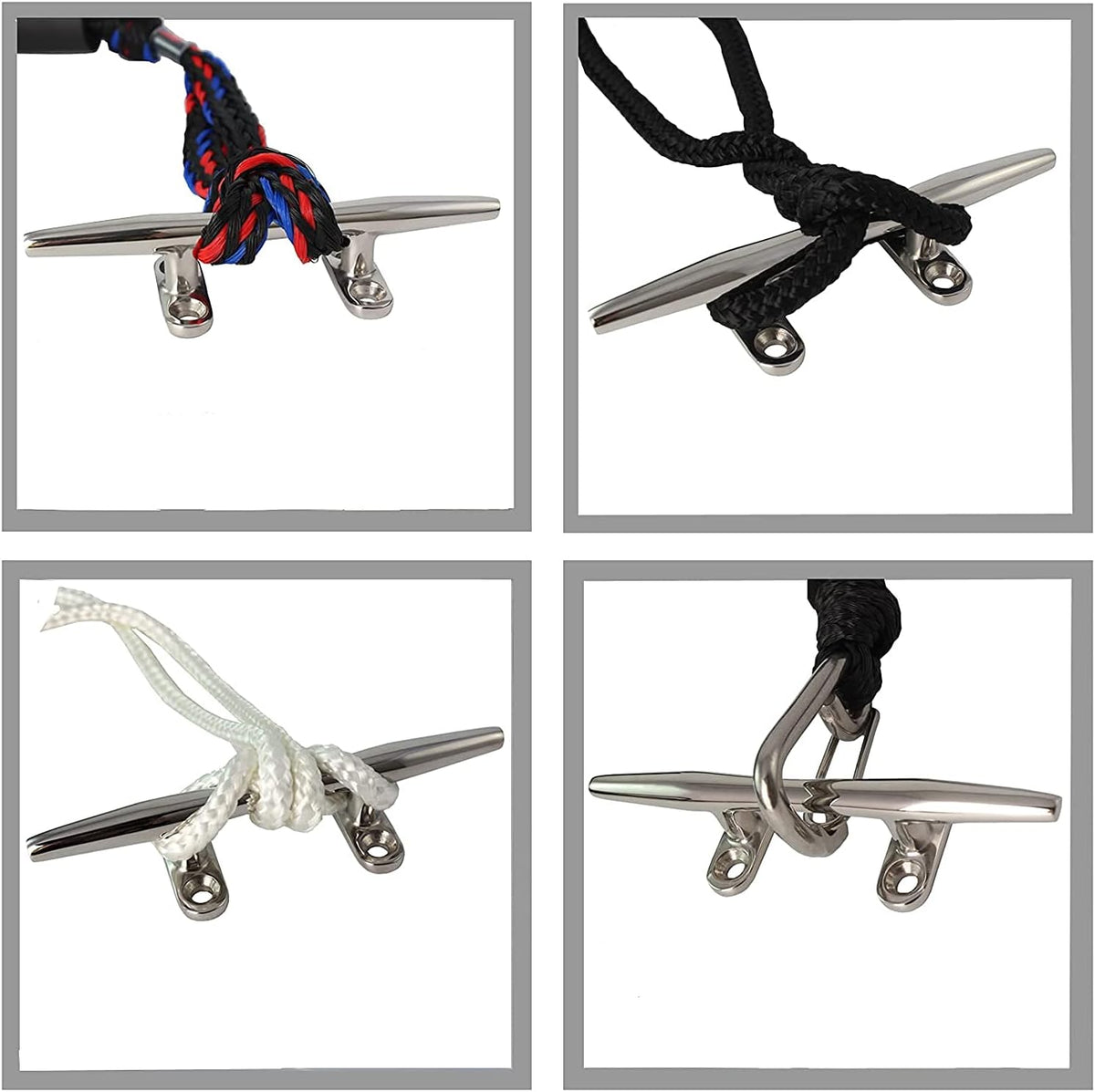 2pcs Boat Dock Cleat Marine 316 Stainless Steel Open Base 4'' 8inch