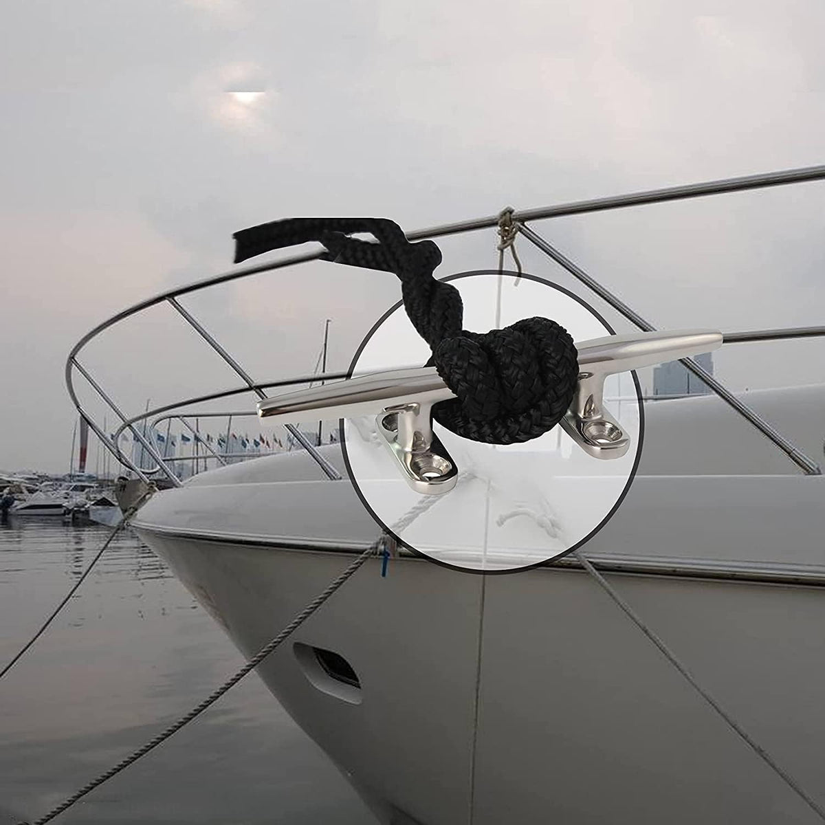 2pcs Boat Dock Cleat Marine 316 Stainless Steel Open Base 4'' 8inch