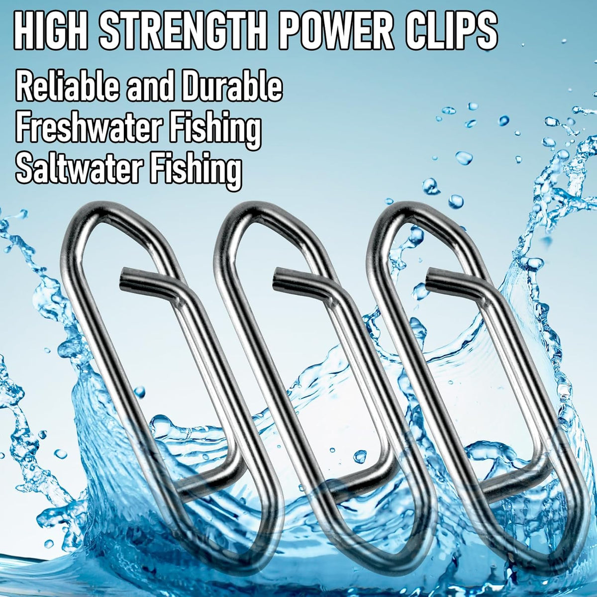 50-Pack Fishing Power Speed Clips, High Strength Stainless Steel Clip for Lure Quick Change, Freshwater Saltwater Crankbait Popper Lures Snap Connector Tackle  XS-25LB-0.5IN