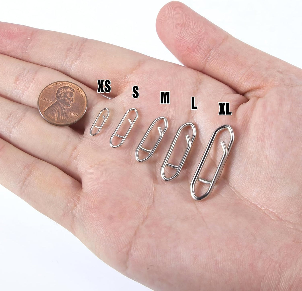 50-Pack Fishing Power Speed Clips, High Strength Stainless Steel Clip for Lure Quick Change, Freshwater Saltwater Crankbait Popper Lures Snap Connector Tackle  XS-25LB-0.5IN