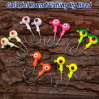 10-Pack Round Fishing Jig Heads, Bass Ball Jigs Hooks 3D Eyes High Carbon Steel 1/8-1/2OZ Pompano Head Saltwater Freshwater Heads for Trout Walleye Striper Pink 1/4oz