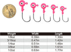 10-Pack Round Fishing Jig Heads, Bass Ball Jigs Hooks 3D Eyes High Carbon Steel 1/8-1/2OZ Pompano Head Saltwater Freshwater Heads for Trout Walleye Striper Pink 1/4oz