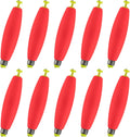10-Pack Fishing Bobbers Floats, Weighted for Cigar EVA Foam Snap-on Floats Corks Floaters Buoys Crappie Bass Panfish Bluegills Trout Red 1.4IN - 3/32OZ