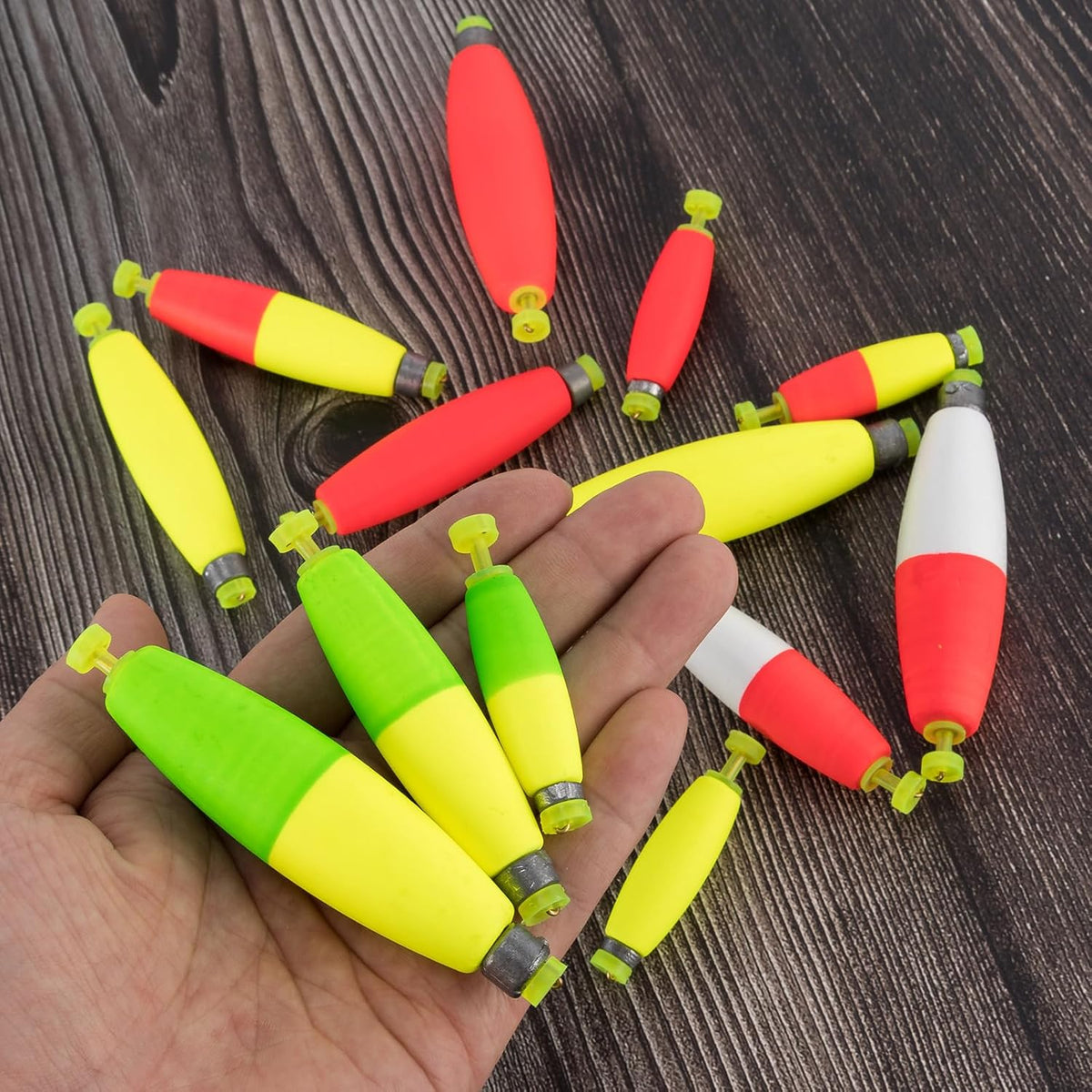 10-Pack Fishing Bobbers Floats, Weighted for Cigar EVA Foam Snap-on Floats Corks Floaters Buoys Crappie Bass Panfish Bluegills Trout Red 1.4IN - 3/32OZ