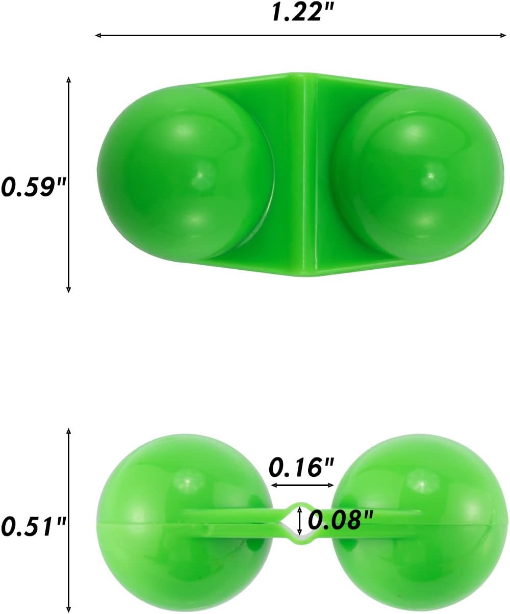 20-Pack Fishing Double Rattle Beads, Catfish Rig Catfishing Tackle Portable Plastic Attractants Beads Bells Accessory for Striper Bass Pompano Green