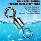Fishing Barrel Swivels 20 to 50-Pack Tackle Freshwater Saltwater Swivel Rolling Heavy Duty Black Nickel Stainless Steel Lures Leaders Line Connectors Terminal  #10(31LB)-50 Pack