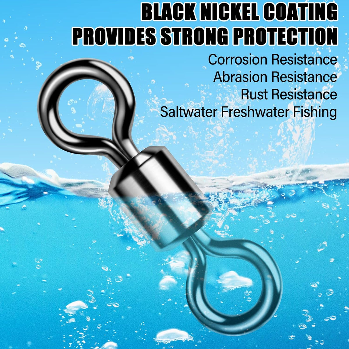 Fishing Barrel Swivels 20 to 50-Pack Tackle Freshwater Saltwater Swivel Rolling Heavy Duty Black Nickel Stainless Steel Lures Leaders Line Connectors Terminal  #10(31LB)-50 Pack