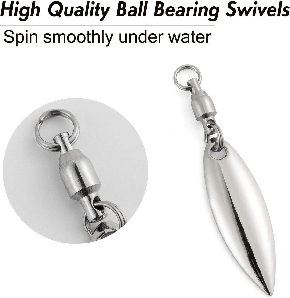 10 Pack Spinner Blades with Ball Bearing Swivels Tail Spinnerbait Lure Making Supplies Bass Lures Soft #3.5 Willow Blades, Silver, 10pcs