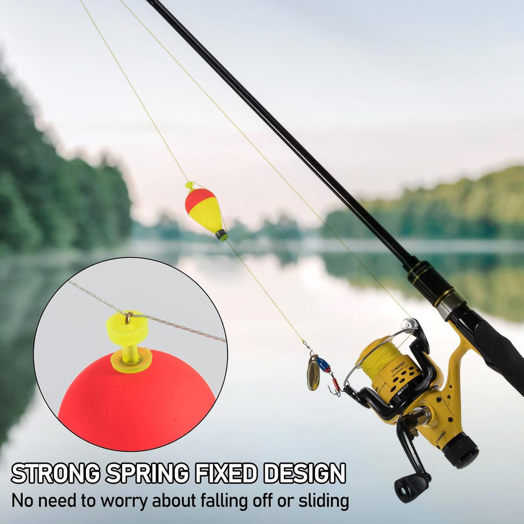 10 Pack Fishing Bobbers Floats, Weighted for Pear Shape EVA Foam Oval Snap-on Floats Corks Floaters Buoys Crappie Bass Panfish Bluegills Trout Yellow&Green 1.6IN - 9/32OZ