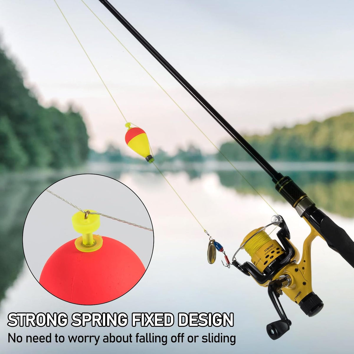 10 Pack Fishing Bobbers Floats, Weighted for Pear Shape EVA Foam Oval Snap-on Floats Corks Floaters Buoys Crappie Bass Panfish Bluegills Trout Yellow&Green 1.6IN - 9/32OZ