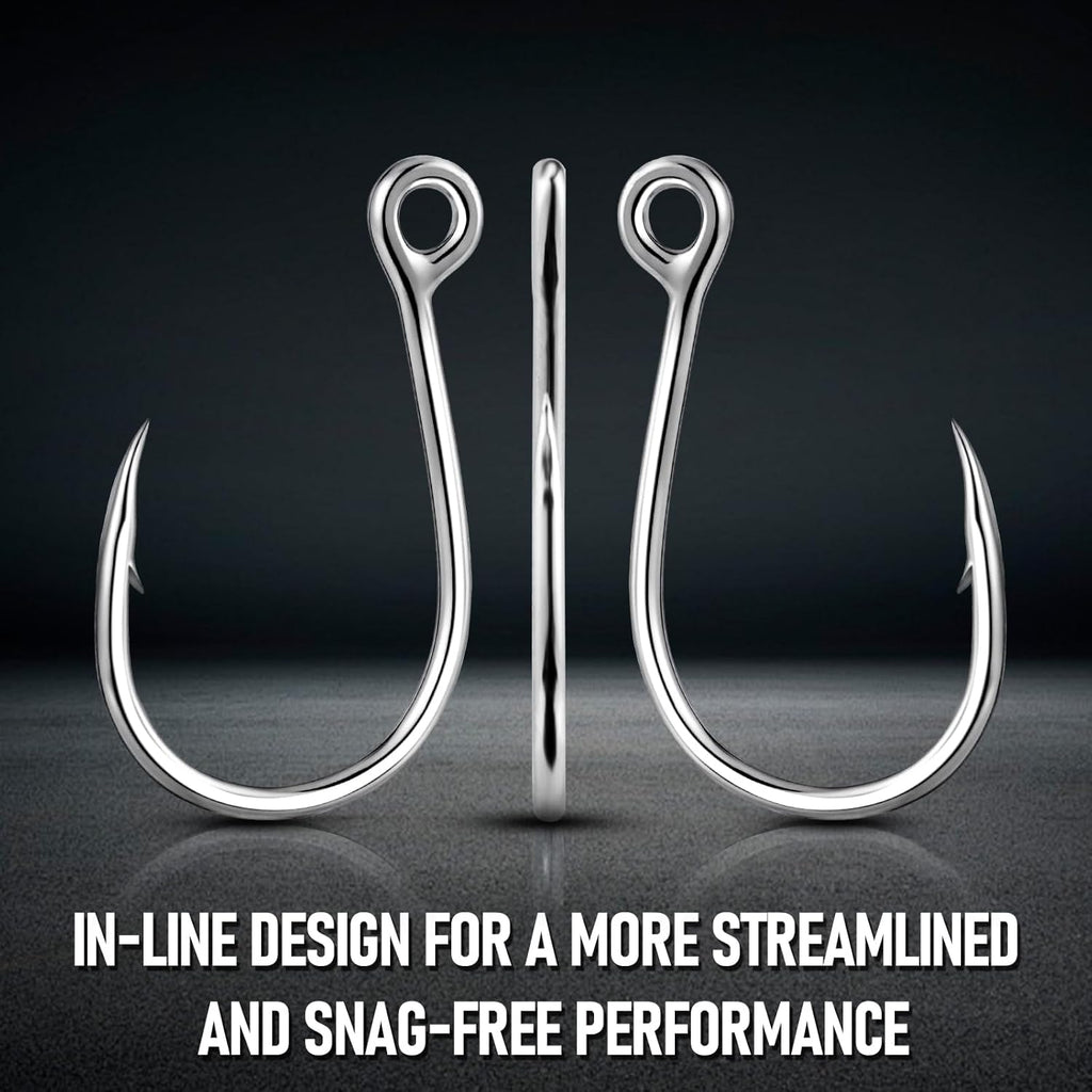 10-Pack Inline Hooks 5X Strong Single Replacement Hook for Hard Baits, High Carbon Steel Heavy Duty Welded Eye Fishing Hooks, Jigging Freshwater Saltwater Trolling Tackle  #3/0