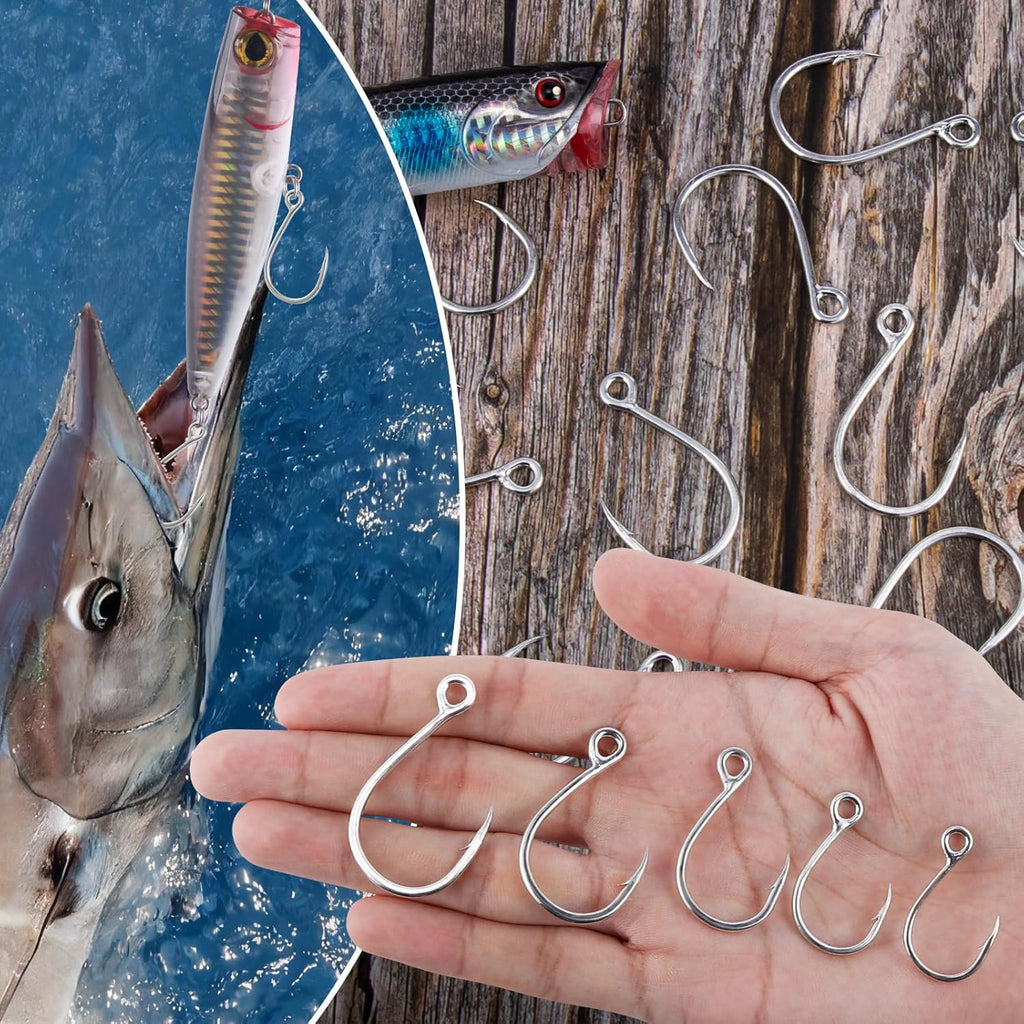 10-Pack Inline Hooks 5X Strong Single Replacement Hook for Hard Baits, High Carbon Steel Heavy Duty Welded Eye Fishing Hooks, Jigging Freshwater Saltwater Trolling Tackle  #3/0