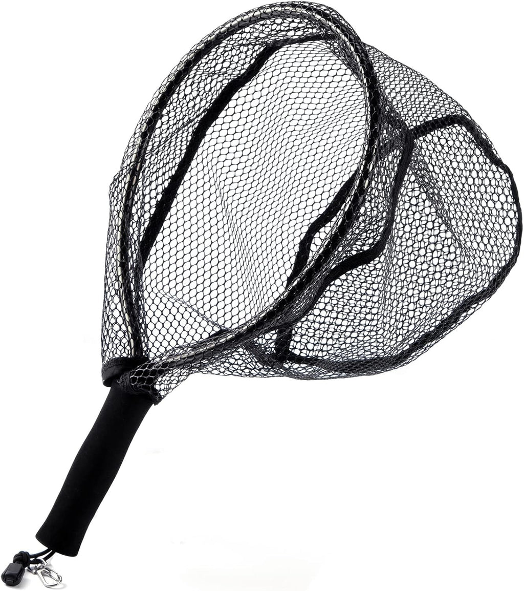 Fly Fishing Net with EVA Handle, Ice Landing Nets CNC Aluminum Alloy Frame, Rubber Coated Mesh Trout Kayak for Crappie Bass Sunfish Bulegill Panfish Black
