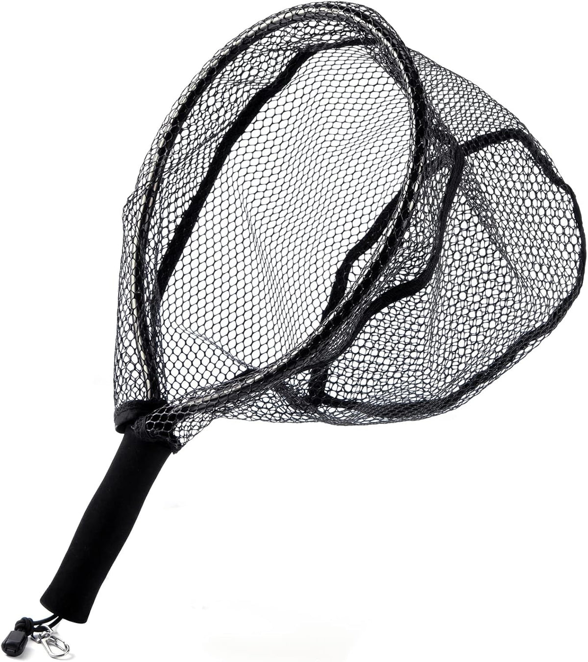 Fly Fishing Net with EVA Handle, Ice Landing Nets CNC Aluminum Alloy Frame, Rubber Coated Mesh Trout Kayak for Crappie Bass Sunfish Bulegill Panfish Black