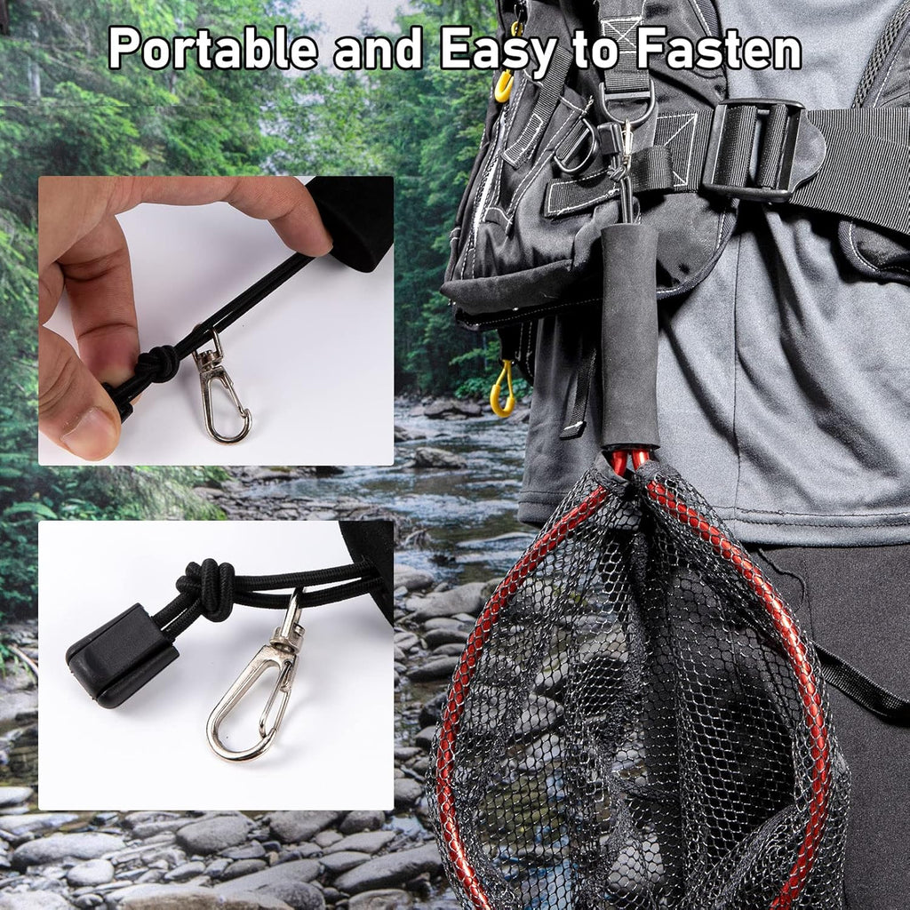 Fly Fishing Net with EVA Handle, Ice Landing Nets CNC Aluminum Alloy Frame, Rubber Coated Mesh Trout Kayak for Crappie Bass Sunfish Bulegill Panfish Black