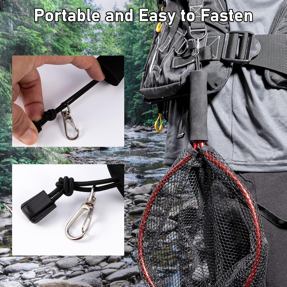 Fly Fishing Net with EVA Handle, Ice Landing Nets CNC Aluminum Alloy Frame, Rubber Coated Mesh Trout Kayak for Crappie Bass Sunfish Bulegill Panfish Black