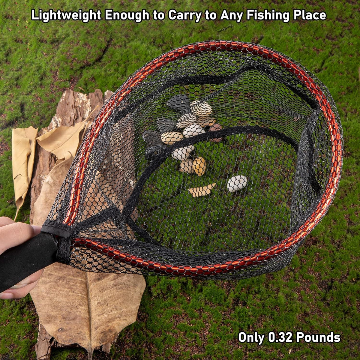 Fly Fishing Net with EVA Handle, Ice Landing Nets CNC Aluminum Alloy Frame, Rubber Coated Mesh Trout Kayak for Crappie Bass Sunfish Bulegill Panfish Black