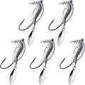 5-Pack Weighted Swimbait Hooks with Underspin, Pin Spring Fishing Hook Willow Spinner Blades Silver Gold, 1/7-3/8oz Bass Swivels Spinnerbait Weedless for Soft Lures 1/7oz
