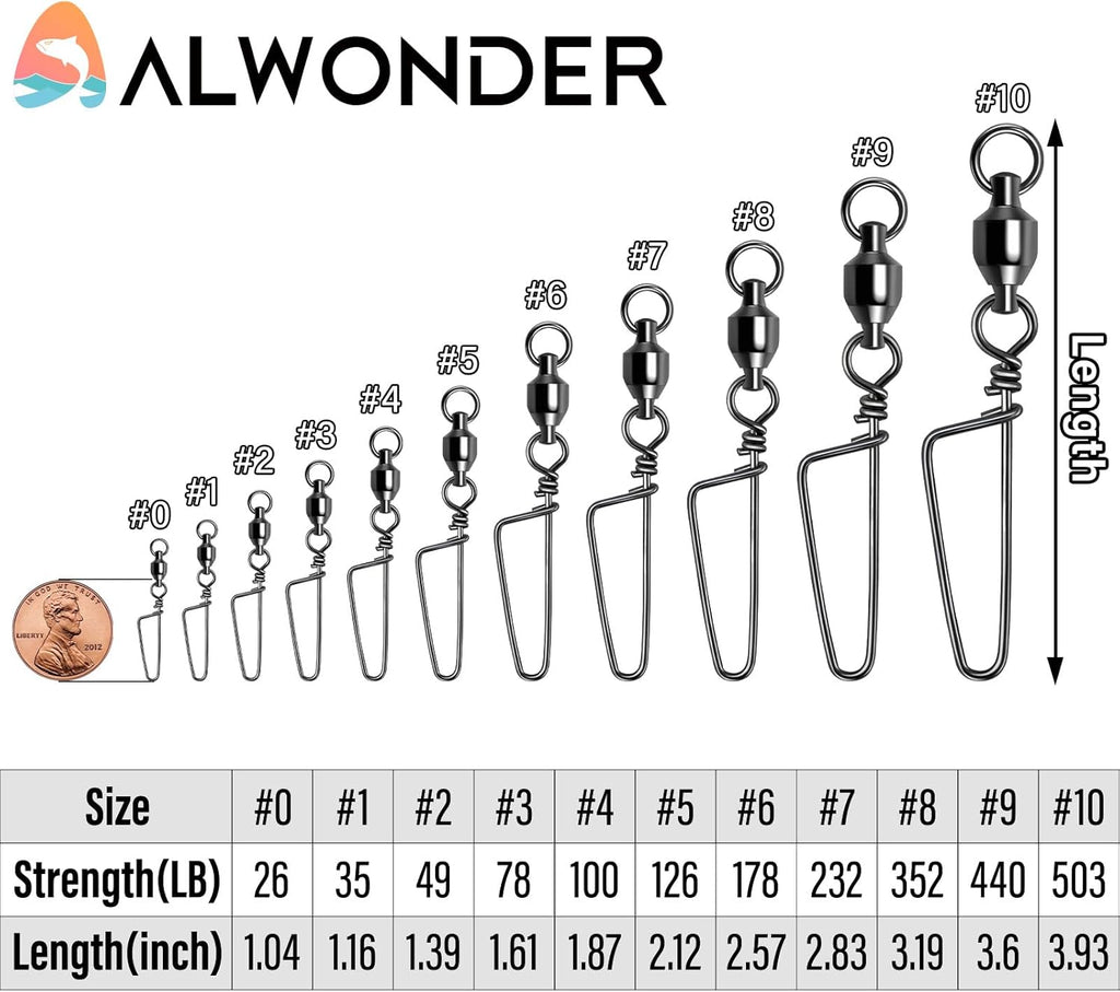 Fishing Snap Swivels, High Strength Ball Bearing Swivel with Stainless Steel Coastlock 26-503LB, Black Nickel Coating Corrosion Resistance Freshwater Saltwater #5-126LB-30pcs