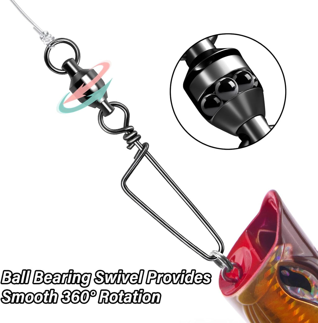 Fishing Snap Swivels, High Strength Ball Bearing Swivel with Stainless Steel Coastlock 26-503LB, Black Nickel Coating Corrosion Resistance Freshwater Saltwater #5-126LB-30pcs